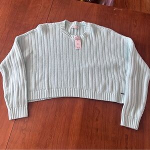 Women's Light Blue Ribbed Sweater